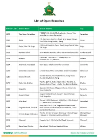 List of Open Branches