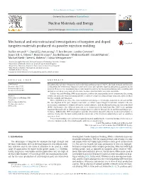 Mechanical and Microstructural Investigations of Tungsten and Doped Tungsten Materials Produced Via Powder Injection Molding