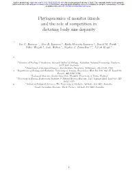 Phylogenomics of Monitor Lizards and the Role of Competition in Dictating Body Size Disparity
