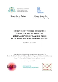University of Oviedo Ghent University MONOTONICITY-BASED