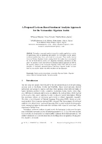 A Proposed Lexicon-Based Sentiment Analysis Approach for the Vernacular Algerian Arabic