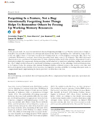 Forgetting Is a Feature, Not A