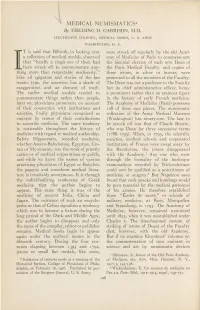 MEDICAL NUMISMATICS* by FIELDING H