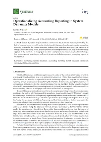 Operationalizing Accounting Reporting in System Dynamics Models