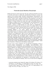 Postmodern(Ized) Identities (Manuskript)