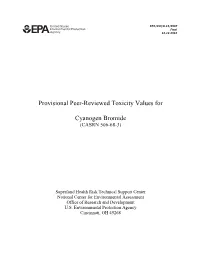 Provisional Peer-Reviewed Toxicity Values for Cyanogen Bromide (Casrn 506-68-3)