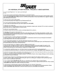2011 Individual Officer Program – Frequently Asked Questions