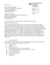 Academy Comments to USDA And