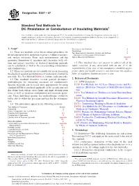 DC Resistance Or Conductance of Insulating Materials1