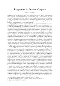 "Pragmatics in Learner Corpora" In