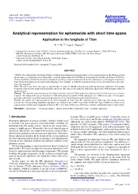 Analytical Representation for Ephemeride with Short Time Spans Application to the Longitude of Titan