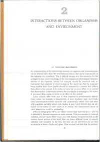 Interactions Between Organisms . and Environment