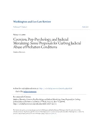 Some Proposals for Curbing Judicial Abuse of Probation Conditions Andrew Horwitz
