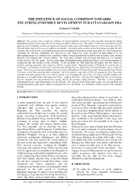 The Influence of Social Condition Towards the String Ensemble Development in Rattanakosin Era