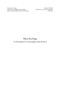 The Screenplay As Text
