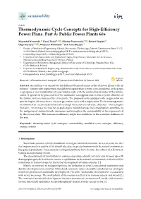 Thermodynamic Cycle Concepts for High-Efficiency Power Plans. Part A: Public Power Plants