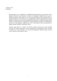 1 October 2011 Translation the Following Text Is a Submission By