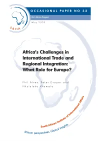 Africa's Challenges in International Trade and Regional Integration