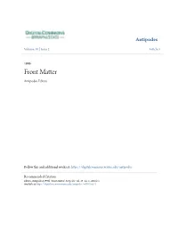 Front Matter Antipodes Editors