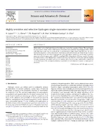 Highly Sensitive and Selective Hydrogen Single-Nanowire Nanosensor