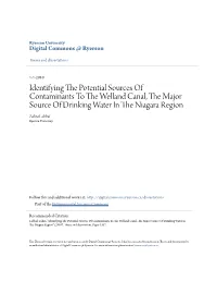 Identifying the Potential Sources of Contaminants to the Welland Canal, the Major Source of Drinking Water in the Niagara Region