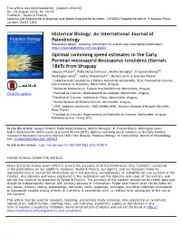 Optimal Swimming Speed Estimates in the Early Permian Mesosaurid