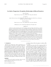 Sea Surface Temperature–Precipitation Relationship in Different Reanalyses