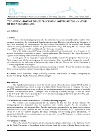 The Application of Image Processing Software for Analysis of Roentgenograms