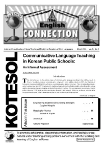 Communicative Language Teaching in Korean Public Schools: an Informal Assessment