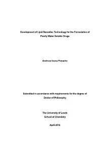 Development of Lipid Nanodisc Technology for the Formulation of Poorly Water Soluble Drugs