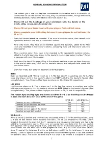 General Scoring Information