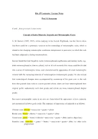 Index Minerals Isograds Metamorphic Facies
