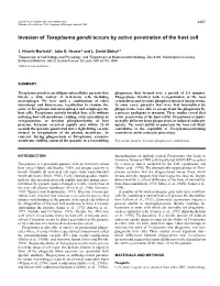 Invasion of Toxoplasma Gondii Occurs by Active Penetration of the Host Cell