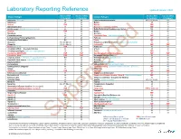 Laboratory Reporting Reference Updated January 2020