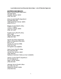 Law Enforcement and Security Internships - List of Potential Agencies