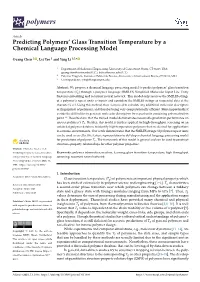 Predicting Polymers' Glass Transition Temperature by a Chemical
