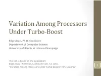 Variation Among Processors Under Turbo-‐Boost