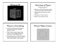 Vision V Overview of Topics Chapter 8 in Goldstein Perceiving Movement (Chp
