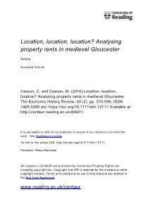 Analysing Property Rents in Medieval Gloucester