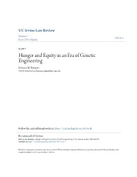 Bratspies, Hunger and Equity in an Era of Genetic Engineering, 7 U.C