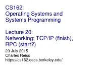 CS162: Operating Systems and Systems Programming Lecture 20