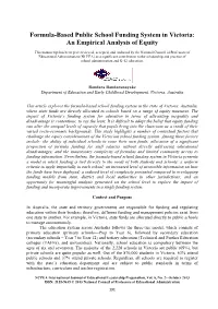 Formula-Based Public School Funding System in Victoria: an Empirical Analysis of Equity