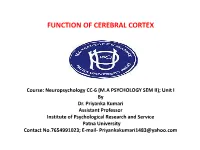 Function of Cerebral Cortex