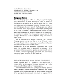Language Games