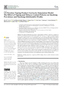 The Effect of Vaping and Tobacco Control Policies on Smoking Prevalence and Smoking-Attributable Deaths