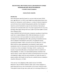 BEHAVIOURAL and PHYSIOLOGICAL DIFFERENCES in HORSES RIDDEN in BITLESS and BITTED BRIDLES: a Student Research Proposal