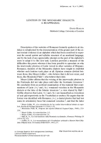 Lenition in the Mozarabic Dialects: a Reappraisal