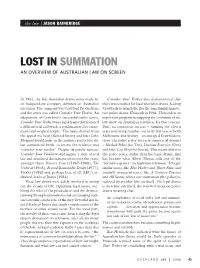 Lost in Summation an Overview of Australian Law on Screen