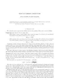 NOTE on TORSION CONJECTURE 1. Introduction the Classical Torsion