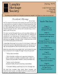 President's Message Inside This Issue